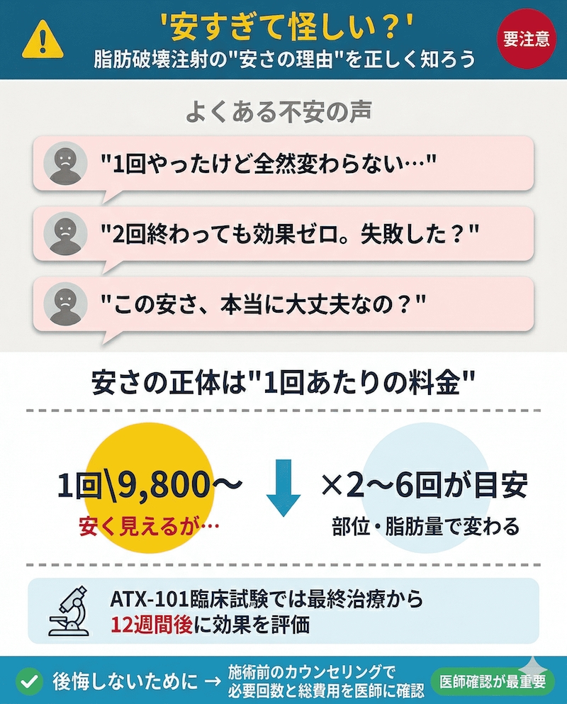 死亡破壊注射の料金が安すぎて怪しいという声をまとめた図