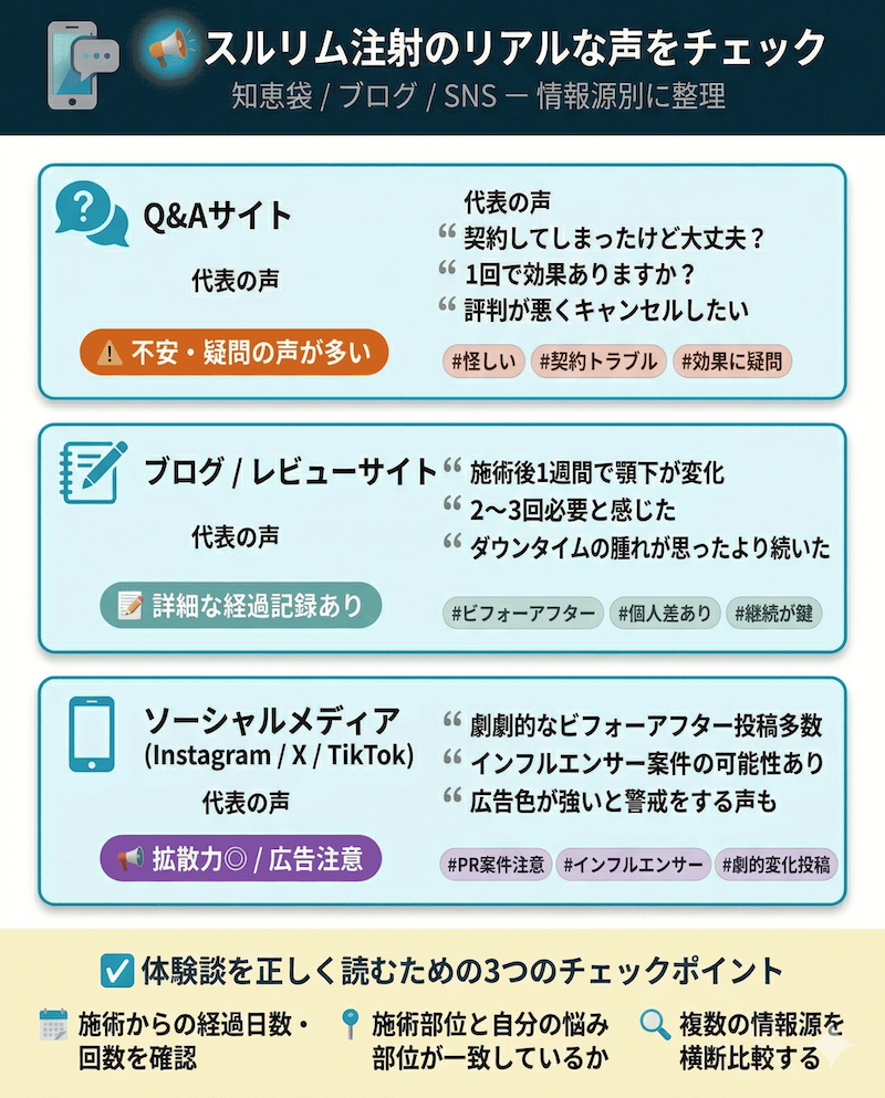 スルリム注射のリアルな声をまとめた図